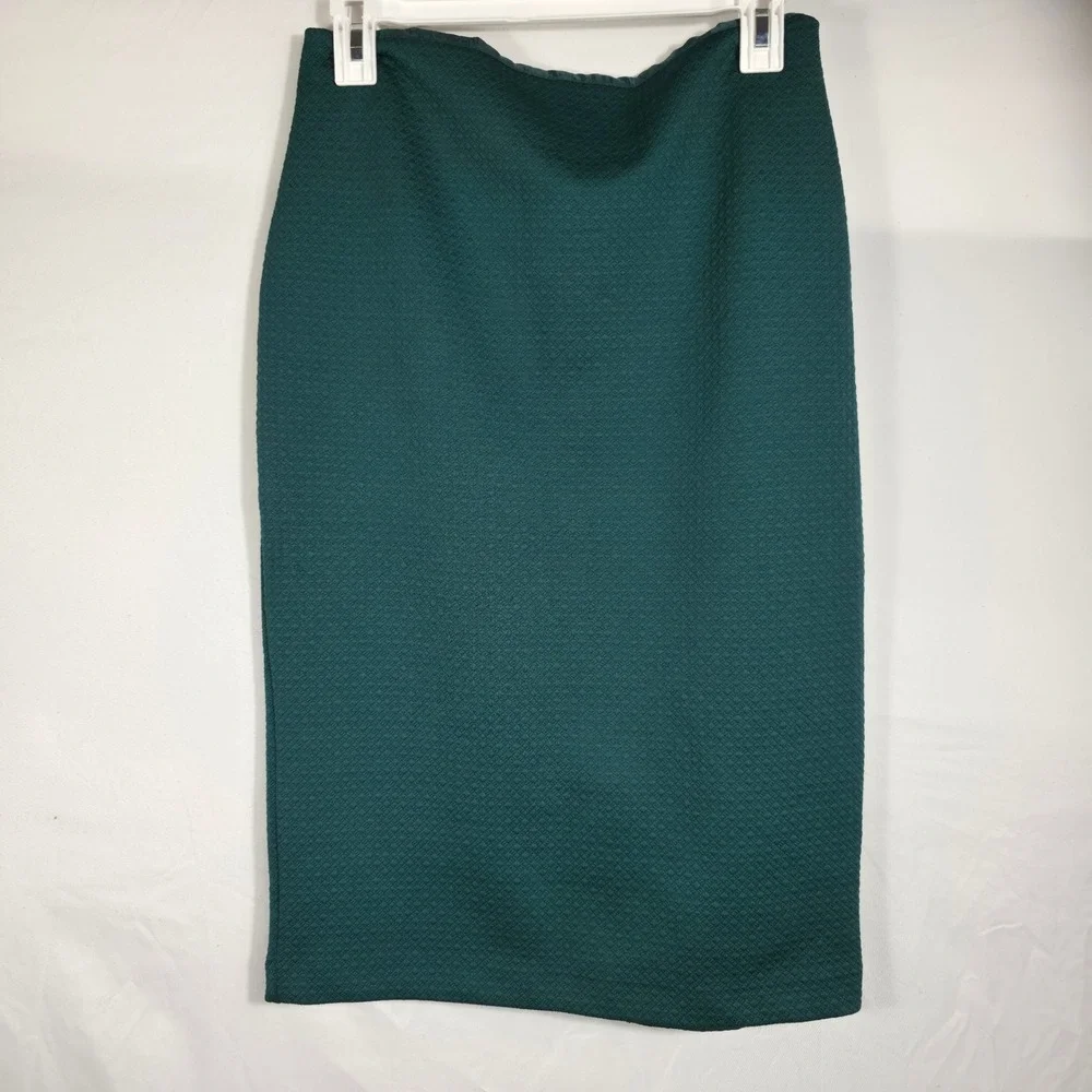 J. Crew Pencil Skirt Women 10 Teal Green Excellent Textured Diamond Back Vent